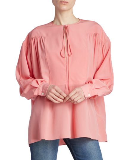 плиссированная шелковая блузка Victoria Beckham