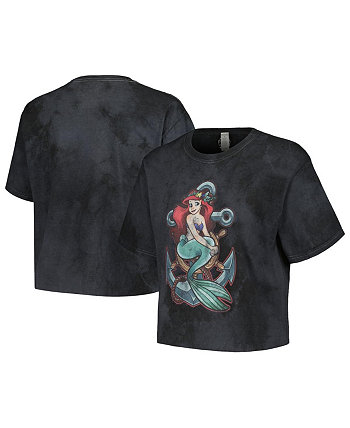 Мужская и женская черная футболка «Русалочка с якорем» Mad Engine