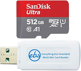 SanDisk Ultra 512GB Micro SD Card for LG Phone Works with LG K71, LG K22, LG Wing Cell Phone, UHS-1 Card (SDSQUA4-512G-GN6MN) Bundle with 1 Everything But Stromboli SD & MicroSDXC Memory Card Reader Everything But Stromboli