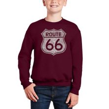 Cities Along The Legendary Route 66 - Boy's Word Art Crewneck Sweatshirt LA Pop Art