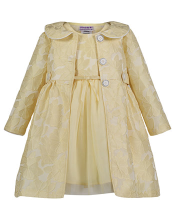 Комплект из расклешенного платья и жаккардового пальто для малышей и маленьких девочек Blueberi Boulevard