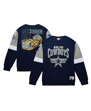 Мужской темно-синий пуловер Dallas Cowboys Gridiron Classics Allover 3.0 свитшот Mitchell & Ness