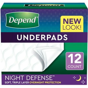 Depend Disposable Overnight Incontinence Underpads, 12 Count Visit the Depend Store