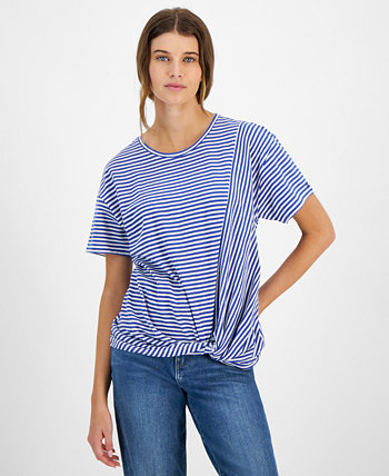 Women's Striped Twist-Hem T-Shirt Tommy Hilfiger