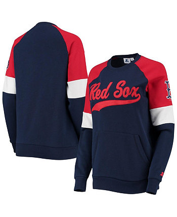 Женская темно-синяя и красная толстовка с пуловером реглан Boston Red Sox Playmaker Starter