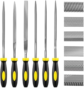 Steel File,Metal File,Half-Round/Round Files and 6 pcs Needle Files with Storage Bag and Steel Brush for Woodwork, Metal, Leather and Plastic Kapoua