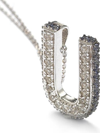 Ожерелье с подвеской Initial из стерлингового серебра и голубого сапфира Suzy Levian