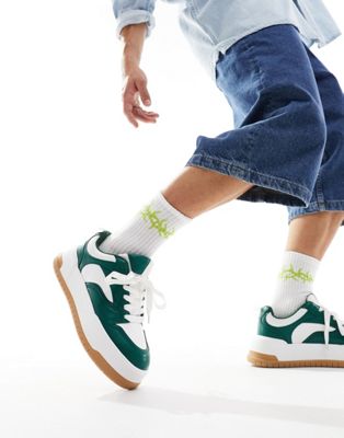 Кроссовки ASOS DESIGN в стиле люкс с зеленым и белым цветом с резиновой подошвой для мужчин ASOS DESIGN