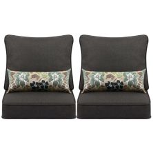 Aoodor 24'' x 24'' Outdoor Deep Seat Chair Cushion Set (Set of 2 Seats, 2 Backs, 2 Pillows) Aoodor
