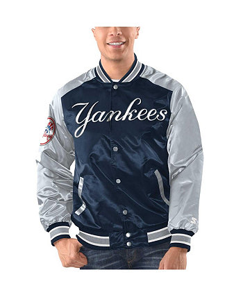 Мужская темно-серая атласная куртка с длинными кнопками New York Yankees Varsity Starter
