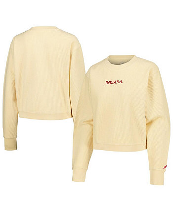 Женский укороченный пуловер Indiana Hoosiers Timber кремового цвета свитшот League Collegiate Wear