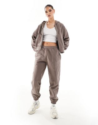 The Couture Club emblem relaxed sweatpants in brown - part of a set The Couture Club