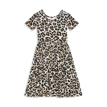Платье Little Girl's Lana с леопардовым принтом и оборками из твила Posh Peanut