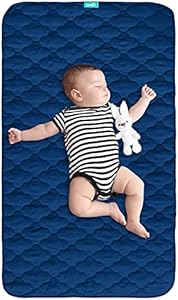 Waterproof Crib Mattress Protector Pad Cover 28" x 52", Anti Slip & Absorbent Waterproof Bed Pads for Standard Crib/Toddler Bed Quilted Machine Washable (Quilted Improved Thickness) Aqua Biloban