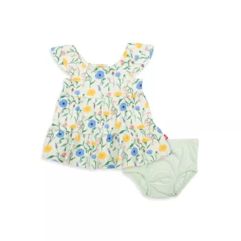 Двухсекционное магнитное платье Le Jardin для маленьких девочек и усилитель; Комплект шароваров MAGNETIC ME