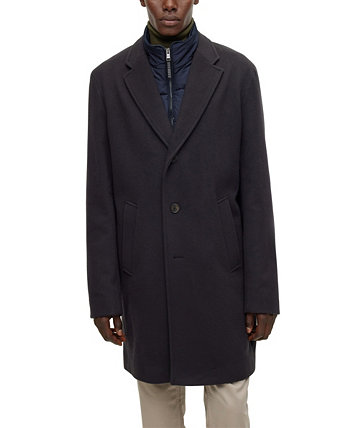 Мужское приталенное пальто с внутренней молнией BOSS BOSS