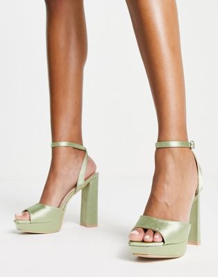 Be Mine Vanyaa platform heeled shoes in sage green  Be Mine