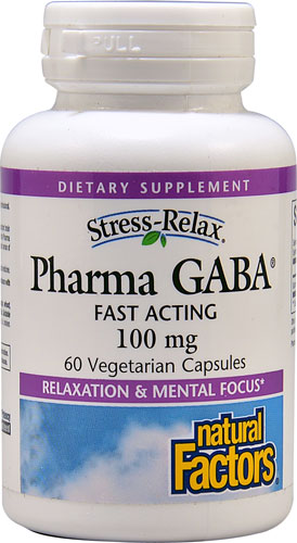 Stress-Relax® Pharma GABA™ -- 100 mg - 60 Vegetarian Capsules (Вегетарианские капсулы) Natural Factors