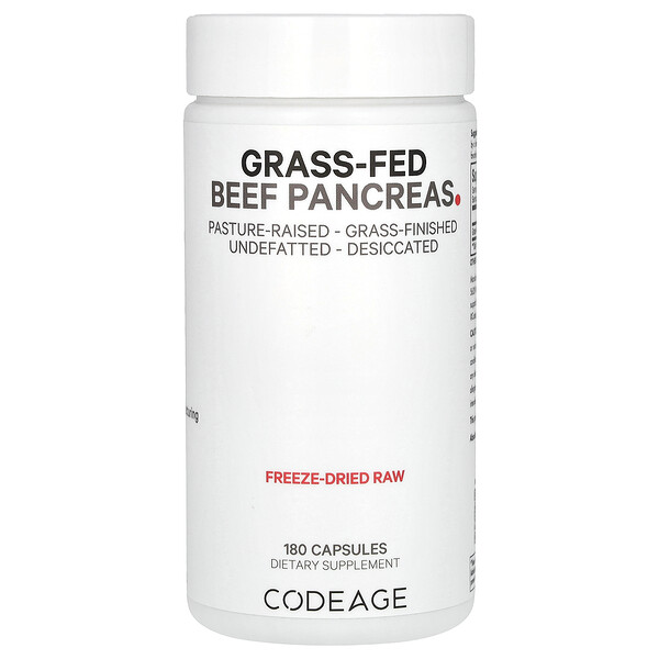 Grass-Fed, Поджелудочная железа говядины, выращенная на пастбищах, 180 капсул Codeage