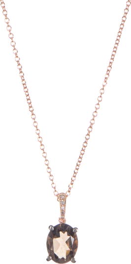 Ожерелье с подвеской из дымчатого кварца из розового золота 14 карат с бриллиантами - 0,5 карата Effy