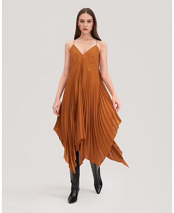 Женское плиссированное шелковое платье с ромашкой LILYSILK