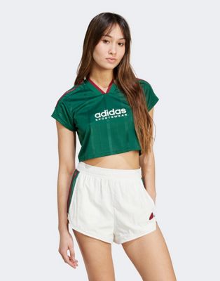 adidas Soccer Tiro cropped t-shirt in dark green Adidas