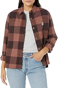 Carhartt Women's Rugged Flex Loose Fit Midweight Flannel Long-Sleeve Plaid Shirt Carhartt