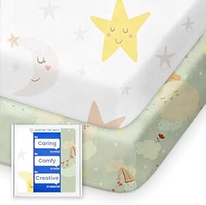 Graco Pack and Play Sheets Fitted, TotBasic Ultra Soft Mini Crib Sheets Boy, Neutral Pack N Play Mattress Sheets Hypoallergenic and Soothing, Premium Jersey Playrad Sheets, 2 Pack TOTBASIC