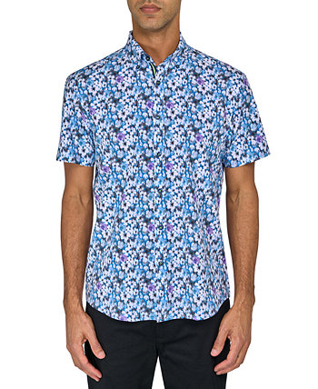 Men's Regular-Fit Non-Iron Performance Stretch Blurred Floral Button-Down Shirt Society of Threads