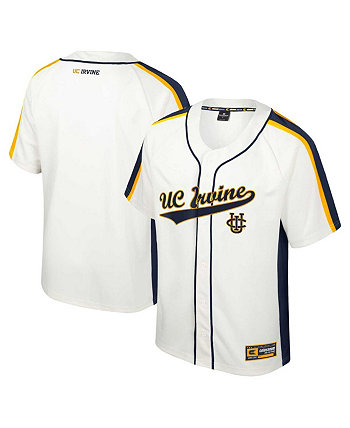 Men's Cream Distressed UC Irvine Anteaters Ruth Button-Up Baseball Jersey Colosseum