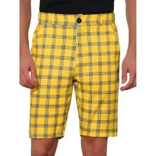 Plaid Shorts For Men's Flat Front Color Block Checked Shorts With Pockets Lars Amadeus