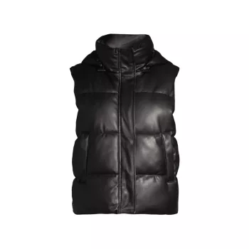 Rocky Faux Leather Hooded Vest APPARIS