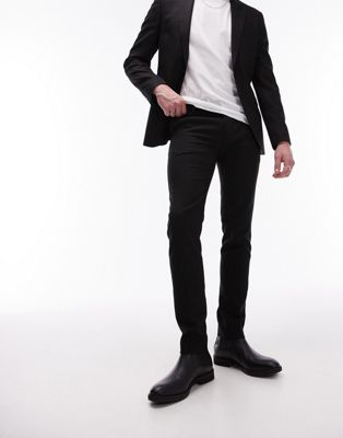 Черные суперузкие фактурные костюмные брюки Topman TOPMAN