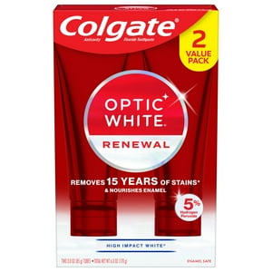 Colgate Optic White Renewal Teeth Whitening Toothpaste, High Impact White, 2 Pack, 3.0 oz Visit the Colgate Store