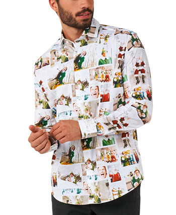 OpppSuits Мужская рубашка индивидуального кроя с праздничным принтом Elf OppoSuits