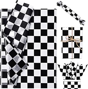 100 Sheets 20 * 14 Inches Checkered Tissue Paper for Race Car Party Gift Wrapping, Black and White Plaid Art Paper for Racing Car Party Gift Bags for Birthday Baby Shower DIY Craft Bolsome