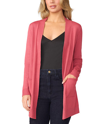 Women's Cable-Trim Open-Front Long Cardigan Melissa Paige