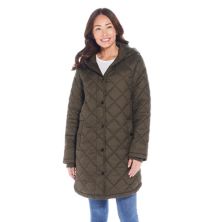 Women's Weathercast Hooded Diamond-Quilted Duffle Coat Weathercast