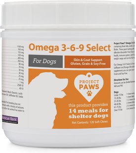 Project Paws Omega 3-6-9 Select Grain-Free Skin & Coat Support Dog Supplement Chews Project Paws