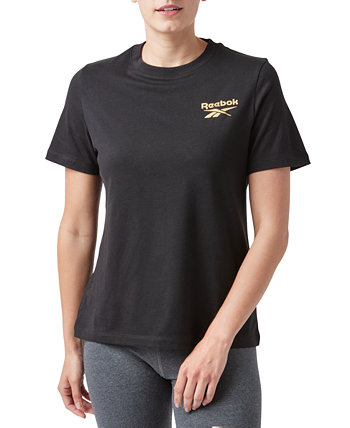 Женская хлопковая футболка с блестящим логотипом, созданная для Macy's Reebok