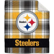 Pegasus Pittsburgh Steelers 50&#34; x 60&#34; Plaid Flannel Sherpa Plush Blanket Pegasus