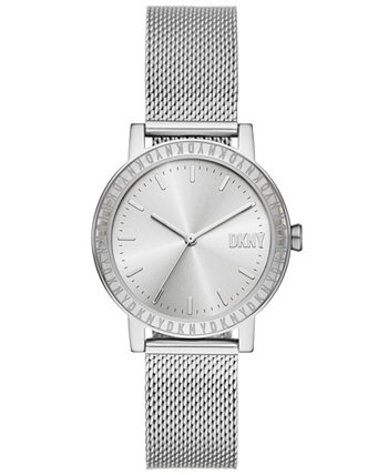 Women's Soho D Three-Hand Silver-Tone Stainless Steel Watch 34mm DKNY