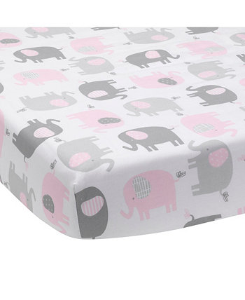 Простыня для кроватки Eloise Grey/Pink/White Elephant Baby Bedtime Originals