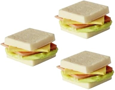 Zerodeko 6PCS Miniature Sandwiches for Dollhouse, Dollhouse Miniature Food Sandwiches 1 12 Scale, Miniature Food Pretend Play Toy Miniature Doll House Accessories Zerodeko