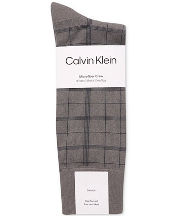 Мужские классические носки из микрофибры длиной до экипажа, разные узоры, упаковка из 4 шт. Calvin Klein