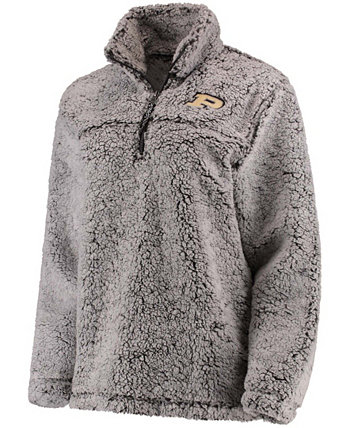 Женская серая куртка-пуловер Purdue Boilermakers Sherpa Super Soft с молнией на четверть Boxercraft
