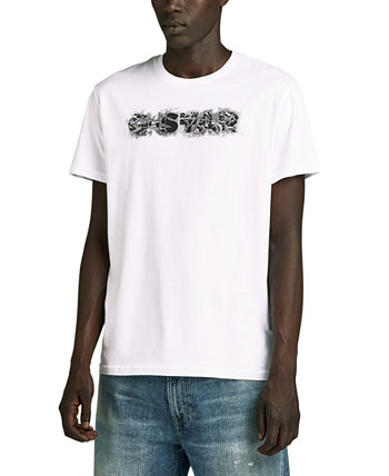 Мужская футболка с круглым вырезом и рваным логотипом с короткими рукавами G-STAR RAW