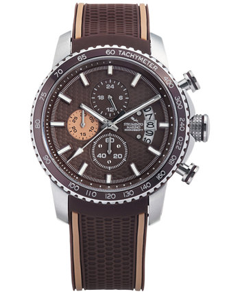 Мужские часы с хронографом Freedom коричневого цвета с перфорированным силиконовым ремешком 45 мм Strumento Marino