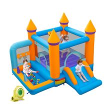 5-in-1 Inflatable Bounce Castle with Ocean Balls and 735W Blower Slickblue