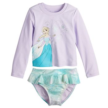 Disney's Frozen Baby & Toddler Girl Adaptive Long Sleeve Rashguard & Ruffled Swim Bottoms Set by Jumping Beans® Jumping Beans